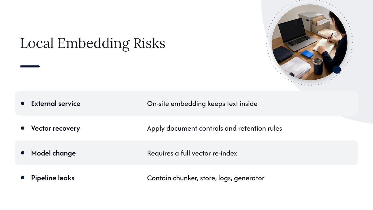 Security considerations for local embeddings — overview diagram